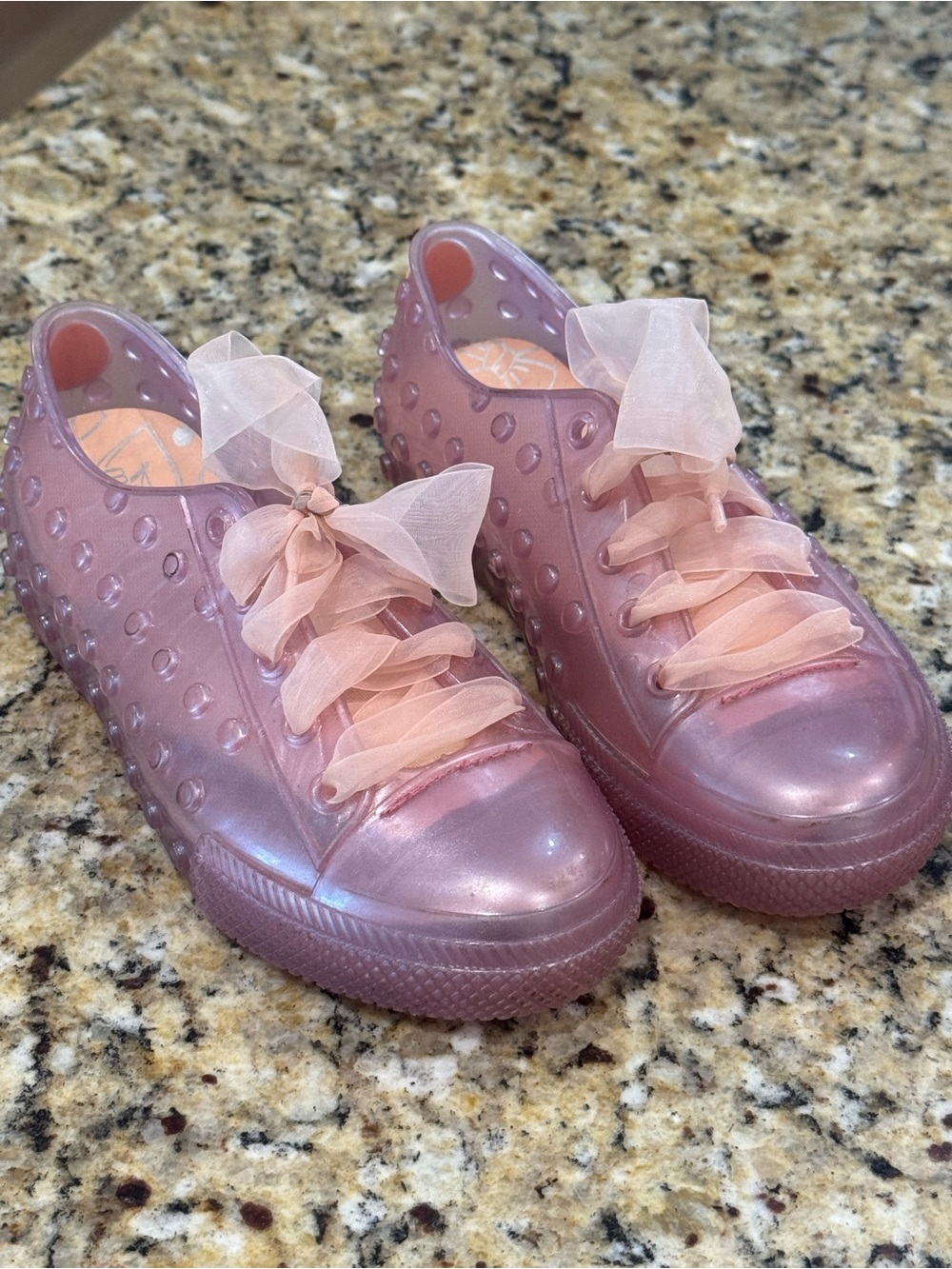 Mini Melissa Pink Jelly Sneakers with Sheer Ribbon Laces